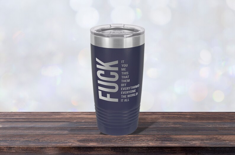 Fuck Phrases, Work Mug, Laser-engraved Tumbler, Co-worker Gift, Best Friend Cup, Personalized Navy