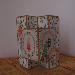 carte vœux Nouvel An Noël sapin brillante, pliée, effets, bonhomme de neige étoile, houx, originale