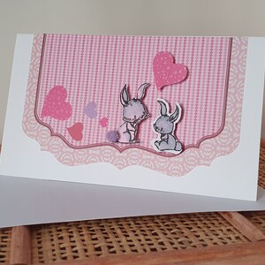 Hase, Valentinstag, Paar, Herzen, Rose, Pompon, Liebe, Liebhaber, handgemacht, Kreation