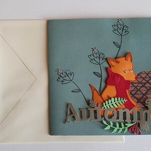 Le renard à l'écharpe, carte d'automne pour toutes occasions