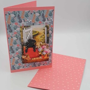 Carte chiens  golden au jardin