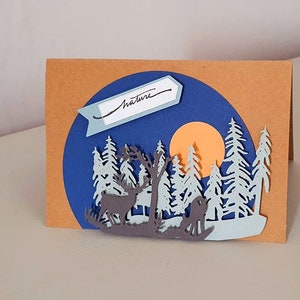 La forêt au clair de lune. carte double toutes occasions