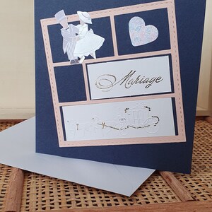 Carte félicitations mariage, carosse, cheval.