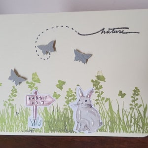 Lapin, Pâques, carte enfant, printemps, nature, papillon