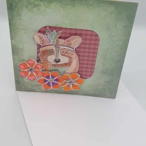 Carte raton laveur tampon colorisé toute occasion anniversaire enfant