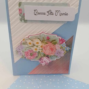 Carte " Bonne fête Mamie "  fête grand mère  couleur pastel fleurs