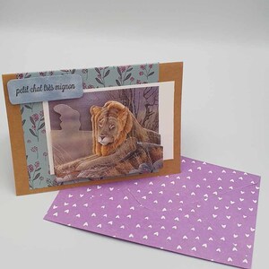 Carte "Petit chat mignon" Lion dans la savane Toutes occasions