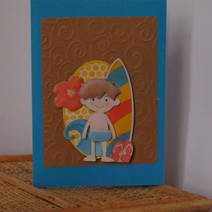 windsurfer card, sea, summer vacation, birthday, child party