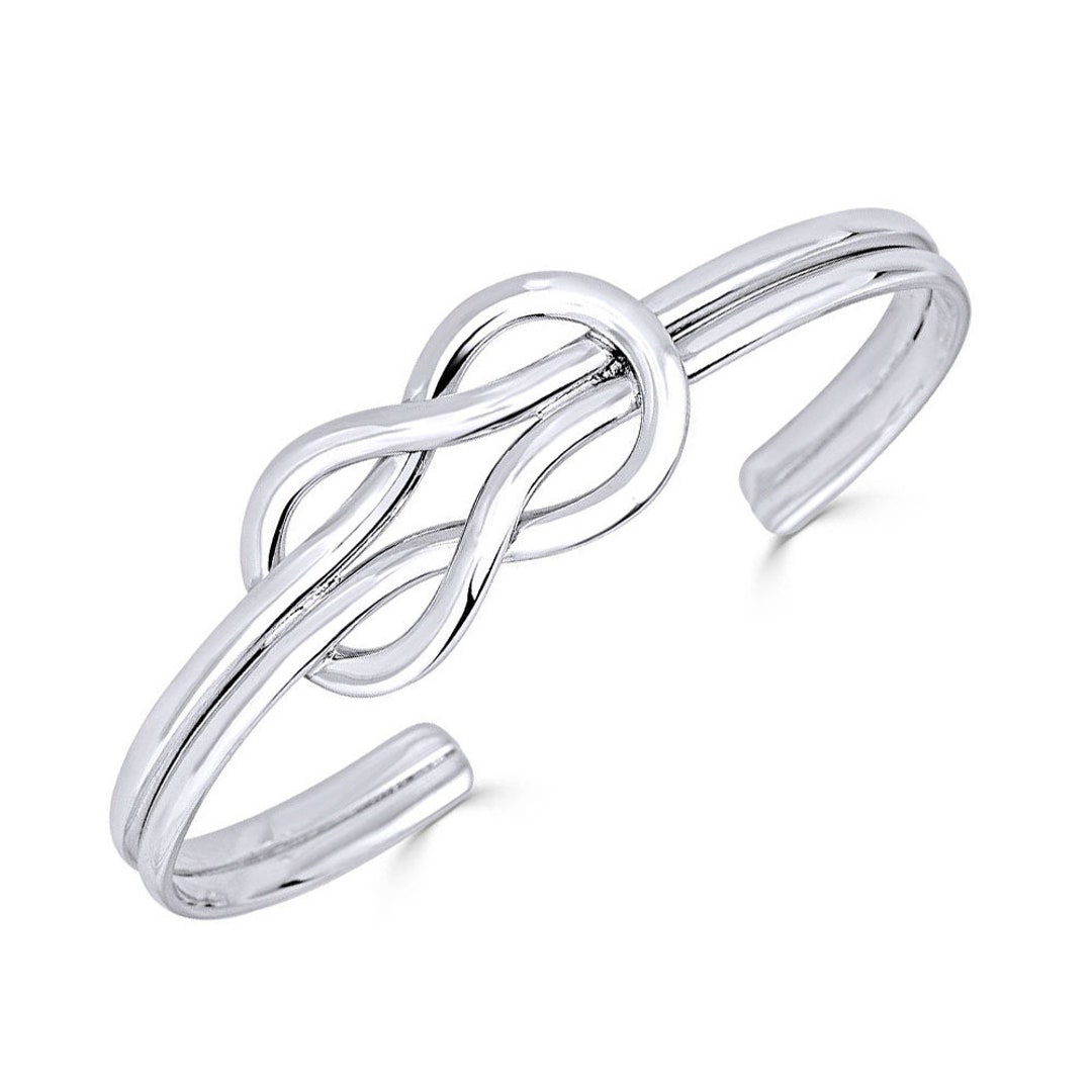Solid Silver LOVE KNOT Cuff Braceletsolid 925 Sterling Silver KNOT