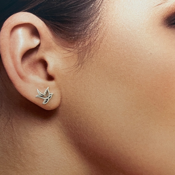 Sterling silver blue bird stud earrings Sterling silver blue bird stud earrings