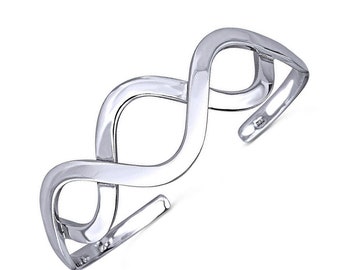 Wave Adjustable Cuff Bracelet-Solid 925 Sterling Silver Cuff Bracelet
