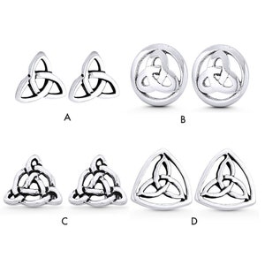 Sterling Silver Trinity-Knot Stud Earrings-Sterling Silver TRIQUETRA  STUD Earrings-925 Silver Celtic Knot Earrings-Oxidized-Polished