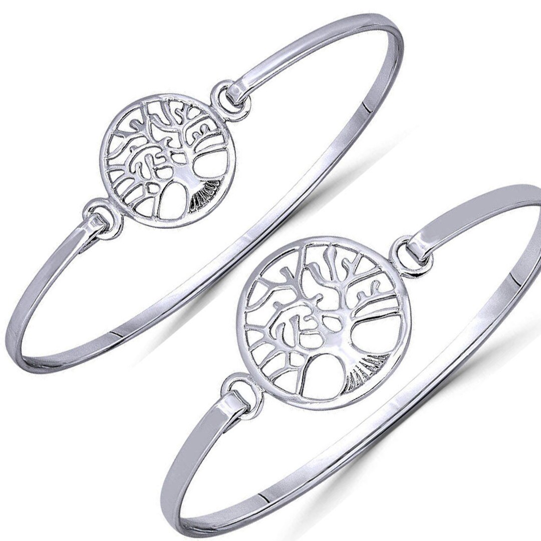 TREE OF LIFE Bangle Bracelet-solid 925 Sterling Silver Bangle Bracelet ...