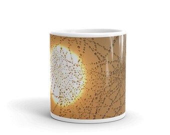 Sun behind Dew covered Web mug