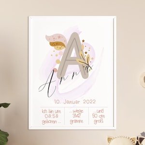 Kinderzimmer Poster | "GEBURTSTAFEL" | Babyzimmer Bilder | Wandbilder Kinderzimmer Junge & Mädchen