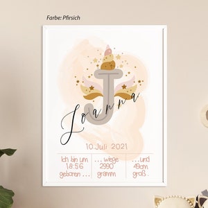 Personalisiertes Namensposter mit Buchstaben für Junge und Mädchen | Baby Wandbild für das Kinderzimmer | Geschenk zur Geburt und Taufe