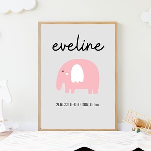 Kinderzimmer Poster mit Geburtsdaten und Skandinavische Tiermotiven, Geburtsposter, Geschenk zur Geburt, Personalisierte Kinderzimmerbilder