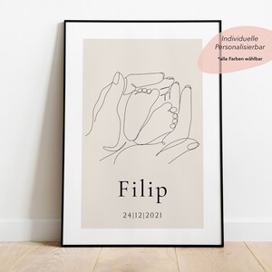 Mutterhände und Babyfüße Personalisiert | Geschenk für meine Frau zu Muttertag | Geschenk zur Geburt von Baby mit Geburtsdaten