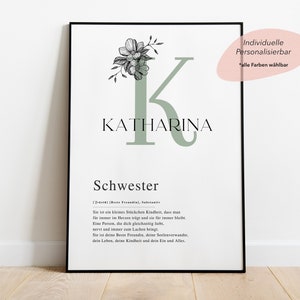 Definition "SCHWESTER" | Geschenk Schwester | Lieblingsmenschen | Herzenmenschen | Schwester Geschenk