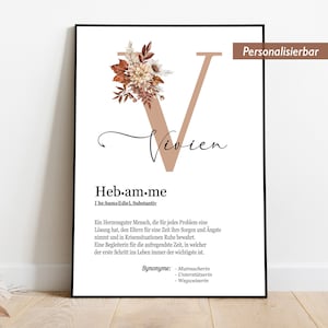 Midwife Gift Thank You Poster, Personalized Midwife Gift, Gift for Midwife with Letter and Name, Eucalyptus, Autumn