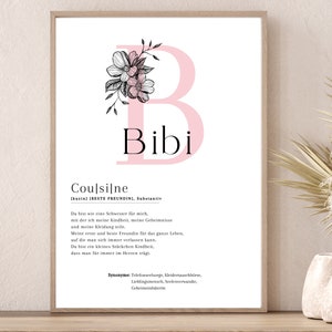 Definition "COUSINE" Poster | Geschenk Cousine | Geburtstagsgeschenk Lieblingsmensch | Herzensmensch|Buchstabenposter Cousine Personalisiert