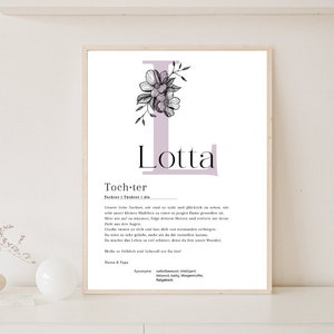 Poster "TOCHTER" Personalisiert  | Definition Tochter | Herzensmensch |