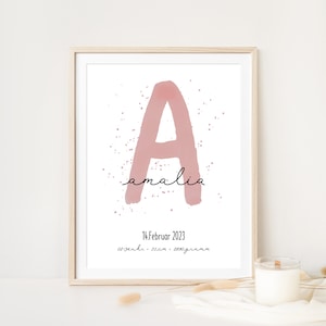 Geburtsposter, Namensposter - personalisiert Name mit Geburtsdaten, Geschenk zur Geburt für Eltern Baby Mama und Papa, Taufe, Kinderzimmer