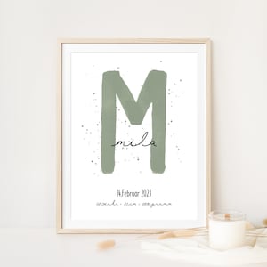Geburtsposter, Namensposter - personalisiert Name mit Geburtsdaten, Geschenk zur Geburt für Eltern Baby Mama und Papa, Taufe, Kinderzimmer