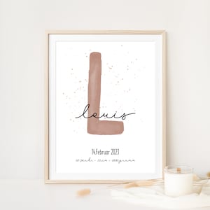 Geburtsposter, Namensposter - personalisiert Name mit Geburtsdaten, Geschenk zur Geburt für Eltern Baby Mama und Papa, Taufe, Kinderzimmer