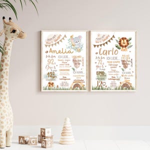 Tablero de hitos de bebé safari personalizado | Póster de bebé león | Regalo para bebé | Póster con fecha de nacimiento | Decoración infantil safari imagen 5