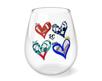 Kansas City Sports teams Stemless Wine Glass, 11.75oz