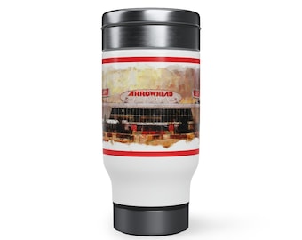 ARROWHEAD!  Home of the Kansas City Chiefs Arrowhead stadium stainless steel travel mug