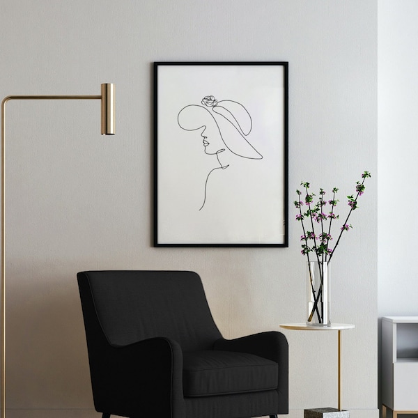 White Backdrop Line Art Woman, Minimalist Wall Art, Female Poster, Body Line Drawing, Modern Printable Art, Digital Download, One Line Art