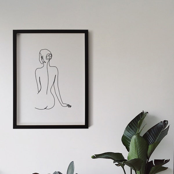 One Line Print, Minimalist Wall Decor, Female Print Poster, Body Line Art, Modern Download, Nude Outline Art, One Line Drawing, Home Decor