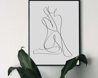 One Line Print, Minimalist Wall Decor, Female Print Poster, Body Line Art, Modern Download, Digital Download, One Line Drawing, Home Decor