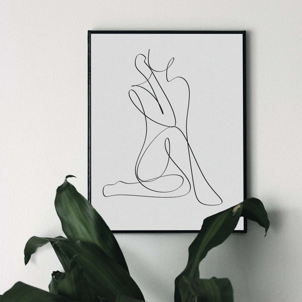 One Line Print, Minimalist Wall Decor, Female Print Poster, Body Line Art, Modern Download, Digital Download, One Line Drawing, Home Decor