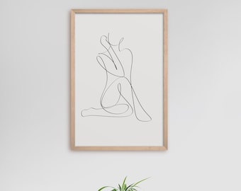 White Backdrop One Line Print, Minimalist Wall Decor, Female Print Poster, Body Line Art, Digital Download, One Line Drawing, Home Decor