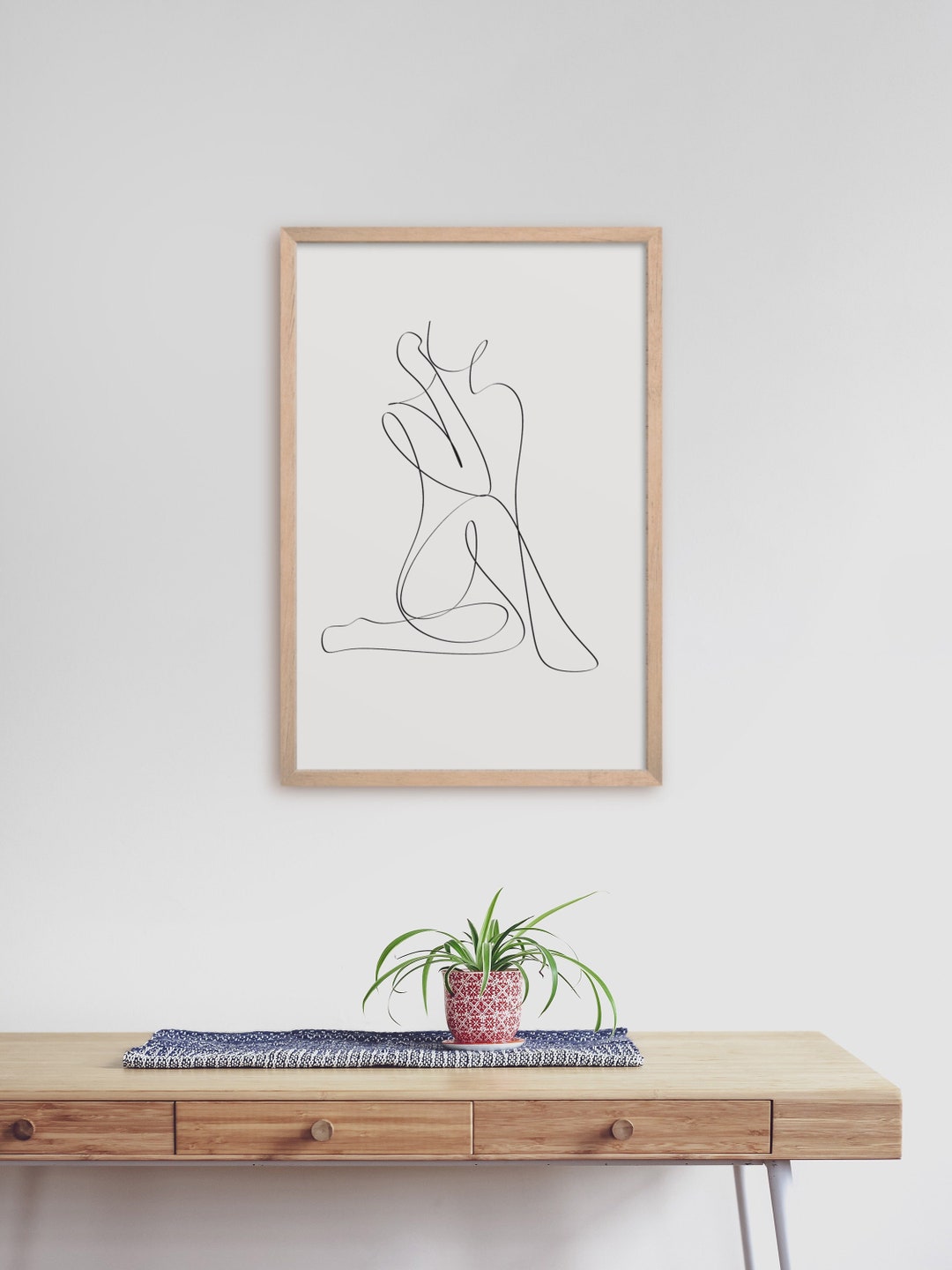 White Backdrop One Line Print, Minimalist Wall Decor, Female Print ...
