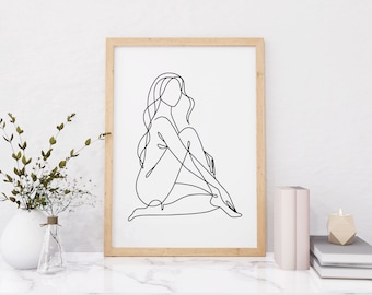 One Line Print, Minimalist Wall Decor, Female Print Poster, Body Line Art, Modern Download, Digital Download, One Line Drawing, Home Decor