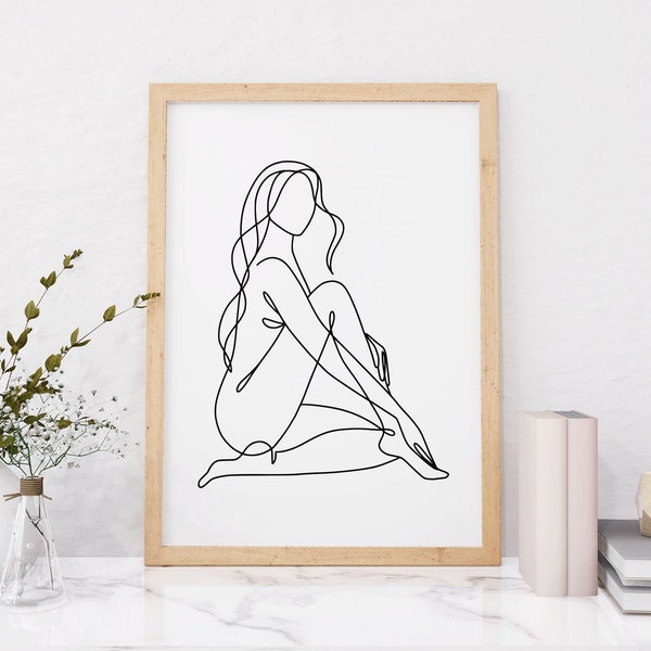 One Line Print, Minimalist Wall Decor, Female Print Poster, Body Line Art, Modern Download, Digital Download, One Line Drawing, Home Decor