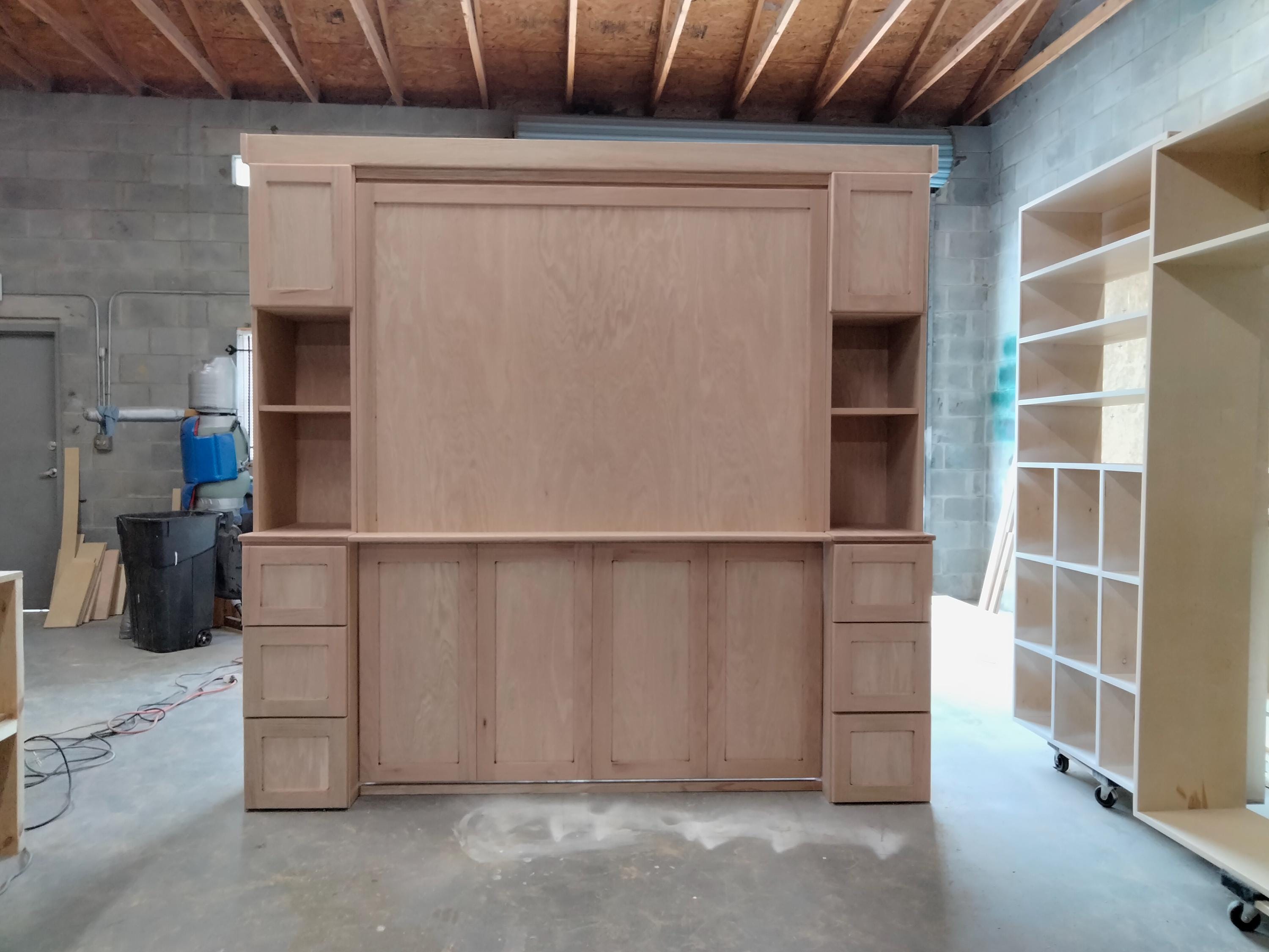 Handmade Murphy Bed - Shaker Style - Optional Side Cabinet/Bookcase with 3 drawers - Finished in any Behr Paint Color or Natural Wood