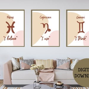 Zodiac Printable Poster 12pc Zodiac Sign Printable Wall Art - Etsy