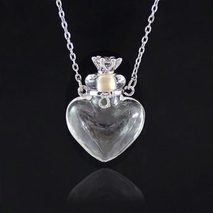 Clear Heart Bottle Essential Oil Pendant