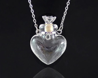 Clear Heart Bottle Essential Oil Pendant