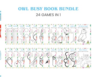 24 Juegos imprimibles de Owl Busy Book Bundle - Descarga instantánea del paquete de juegos