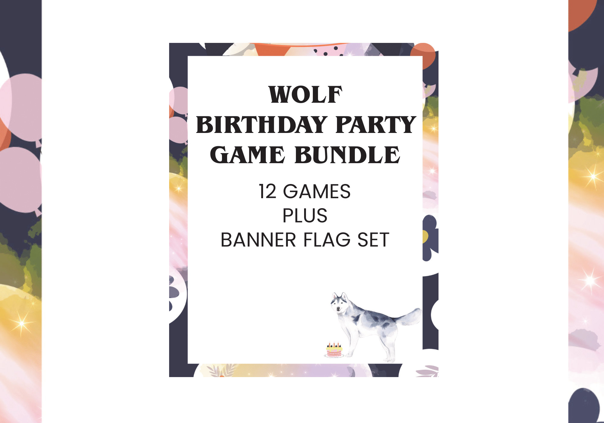 12 Wolf Birthday Game Bundle Printable Games PLUS Banner Flags – Game ...