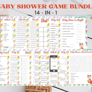 14 Fox Baby Shower Game Bundle Printable Games PLUS Baby Shower Banners and Dice – Game Package Instant Download - Gender Neutral