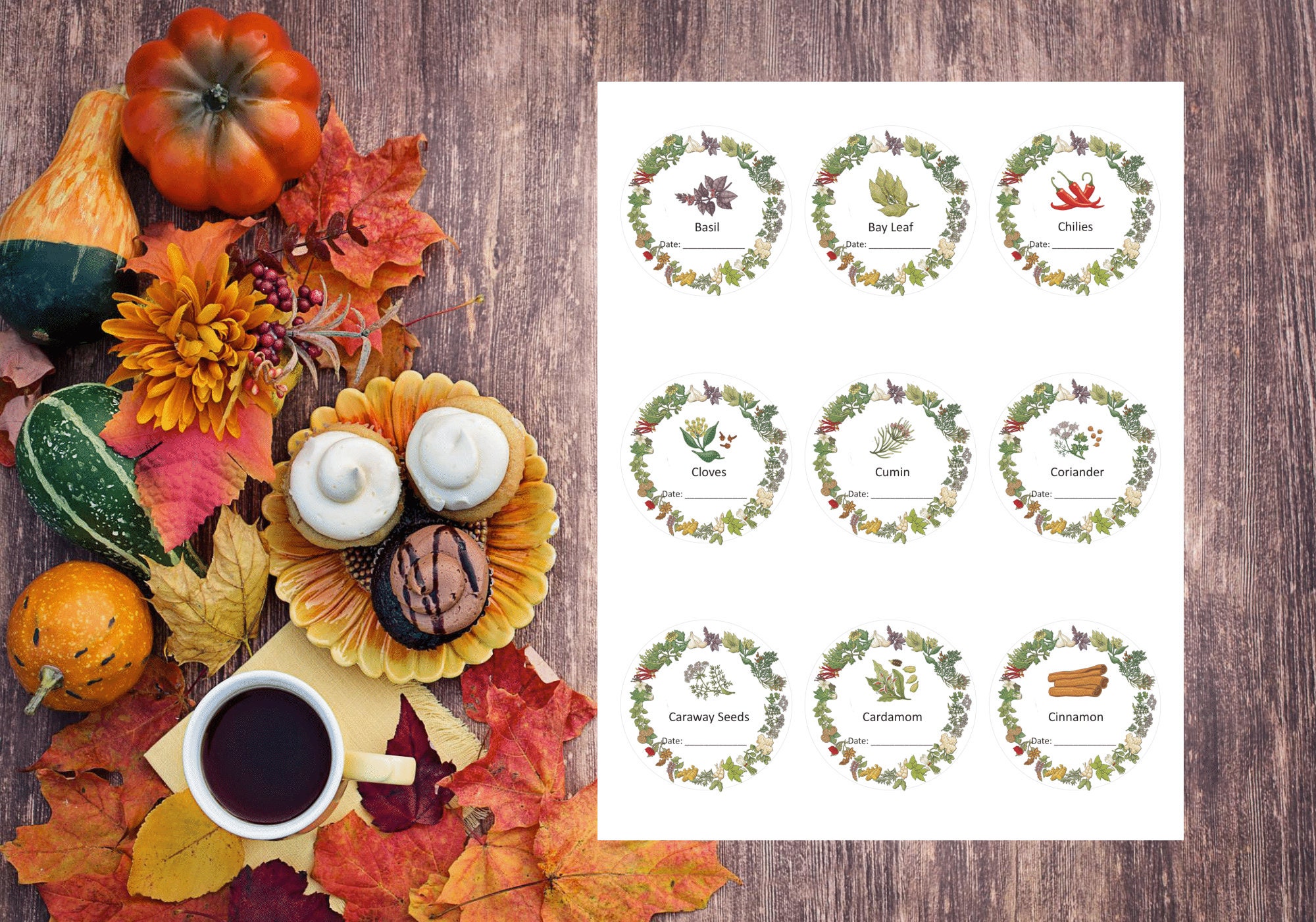 40 Herb and Spice Printable Labels PLUS 1 Page of Blank Printable ...
