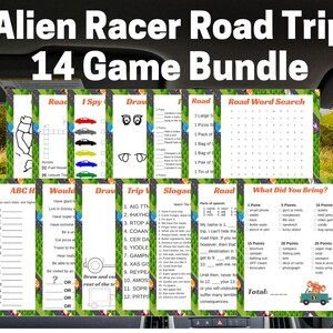 14 Alien Racer Road Trip Printable Games Package – Game Bundle Instant Download