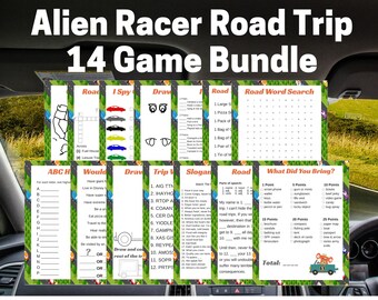 Paquete de 14 juegos imprimibles de Alien Racer Road Trip - Descarga instantánea del paquete de juegos